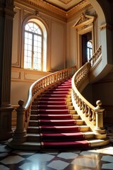 Grand staircase in government building, ornate details , pillar, royal
