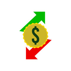 Percentage, money, income, tariff, economy, rates, business finance, currency, high, low, investment, icon, symbol.