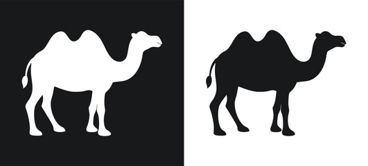 Camel silhouette illustration featuring positive and negative space in black and white color scheme
