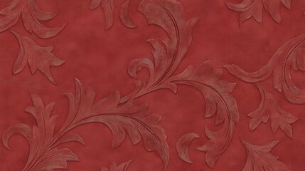 Fototapeta premium Red Floral Embossed Wallpaper Design red vintage wallpaper