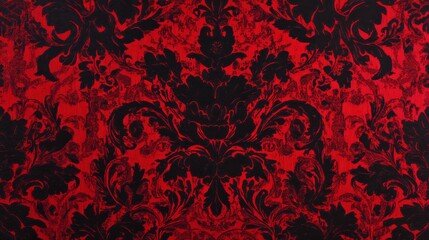 Red and Black Damask Fabric Design red vintage wallpaper