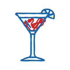cosmopolitan cocktail glass drink icon doodle illustration
