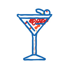 manhattan cocktail glass drink icon doodle illustration