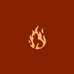 Fiery cat logo in clean, minimalist illustration design.