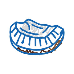 cut piece coconut icon doodle illustration