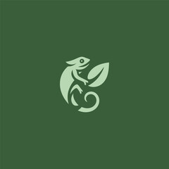 Chameleon leaf logo in simple minimalist line art style.