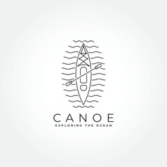 canoe line art minimalist icon logo vector illustration template design