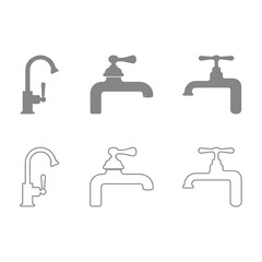 Collection of vintage water tap icon set illustration.