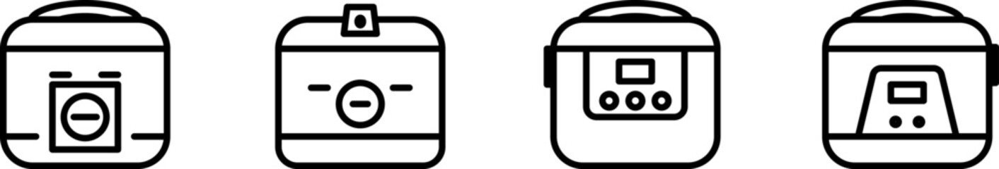 Rice cooker icon set in line style