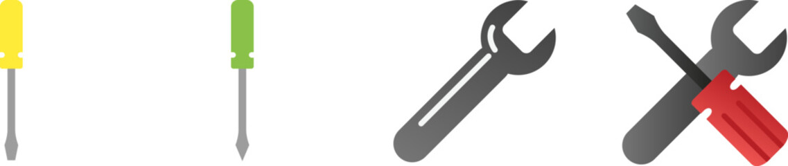 Wrench and screwdriver icon in flat style