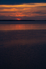 湖の夕暮れ　サロマ湖
