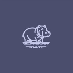 Hippo logo in smooth and simple line art style.