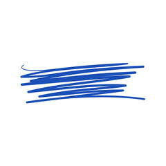 Hand Drawn Pen, Pencil, and Brush Marker Line. Blue Scribble Underline. Vector Illustration