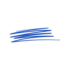 Hand Drawn Pen, Pencil, and Brush Marker Line. Blue Scribble Underline. Vector Illustration
