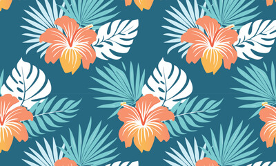 Vibrant Tropical Floral Seamless pattern design Background