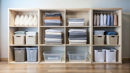 Minimalist Storage Containers with Folded Clothes