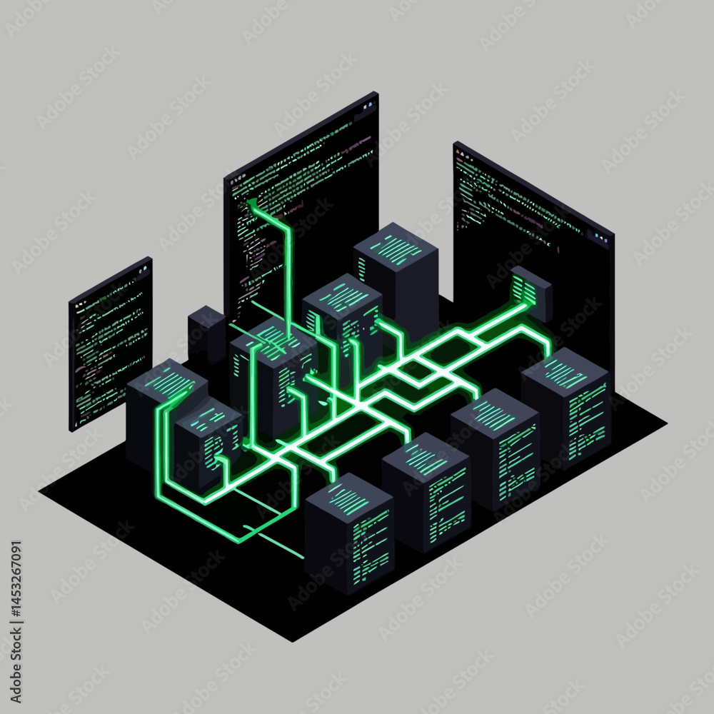 Aufkleber data flow visualization in digital infrastructure