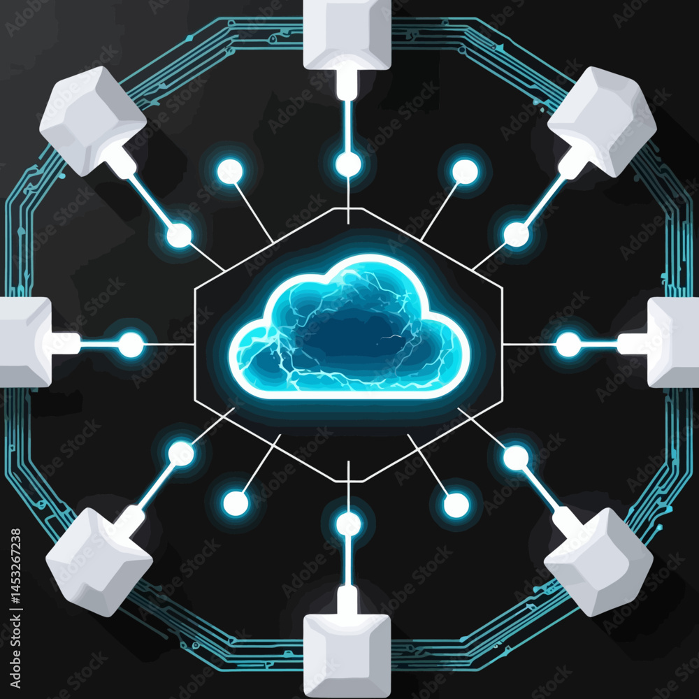 Aufkleber digital network connection and cloud technology