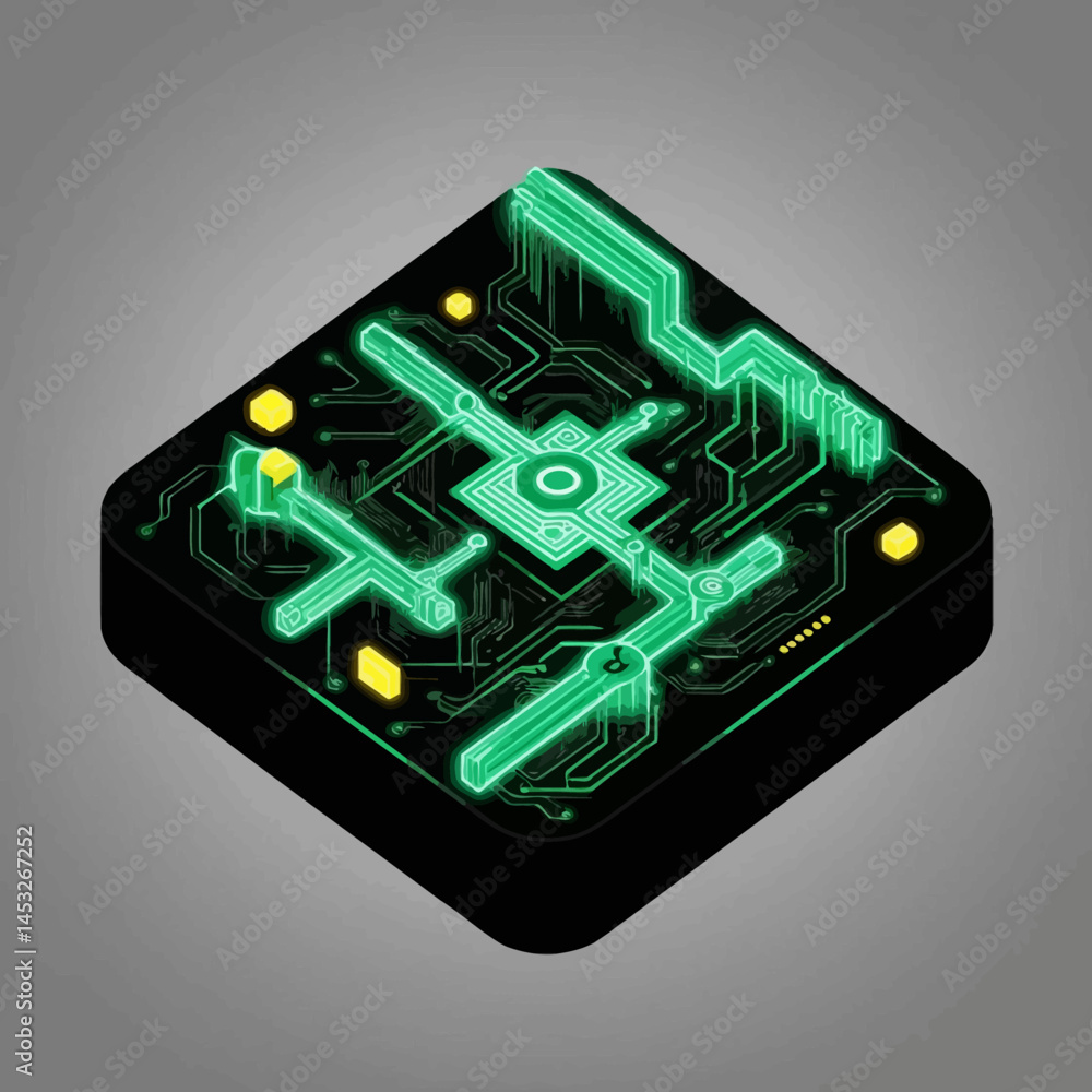 Poster futuristic circuitry: illuminated digital interface concept