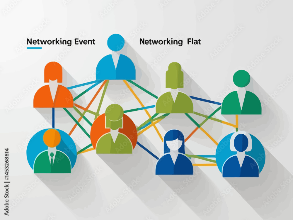 Poster the power of connection: a flat networking illustration