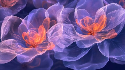 Obraz premium Abstract Floral Design with Purple and Orange Hues