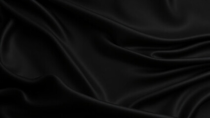 Soft black fabric with dramatic folds. Elegant texture for background or design element.