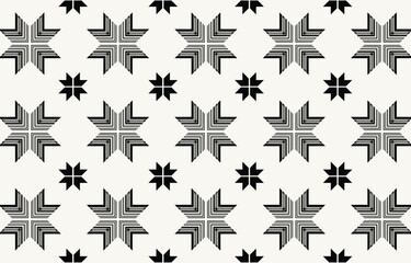Ethnic tribal black and white background. Seamless tribal pattern, folk embroidery, tradition geometric  ornament. Traditional design for fabric, textile, print, rug, paper