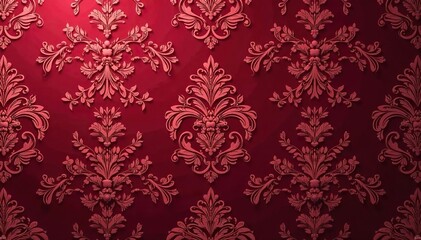 Elegant floral damask textile pattern in rich burgundy , luxury, damask