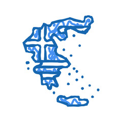 greece country map flag icon doodle illustration