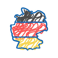 germany country map flag icon doodle illustration
