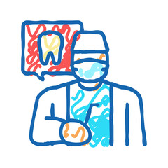 dentist dental care icon doodle illustration