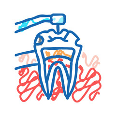 caries treatment icon doodle illustration