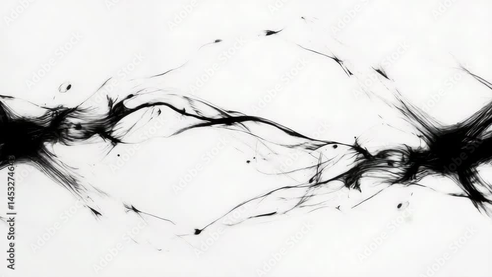 Aufkleber abstract black ink splashes connecting in the center on a white background, creating a sense of dyna
