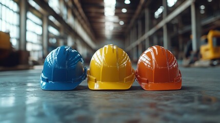 Safety helmets in a factory setting