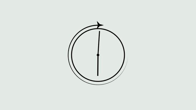 Clock clock icon with moving arrows in 12 hour loop. Stopwatch animation. Wall clock animation. Time.lapse animation of a spinning wall clock. Simple clock icon.