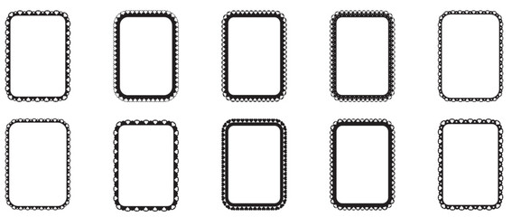  Scalloped Rectangle Borders, Heart Frames for Wedding Invitations, Paper Crafts, Card Making, Valentines Day, Posters, Brochures, Stationery, Web Design. Vector Frame Collection Set