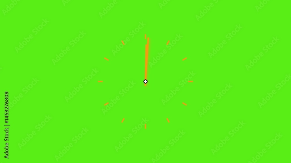 Poster simple clock icon spinning animation. cartoon wall clock. white color clock icon animation on black 