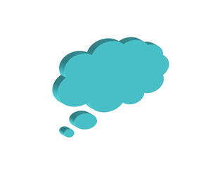 Simple 3D illustration of a blue thought bubble icon