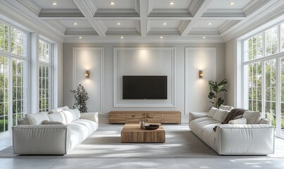 Elegant, modern living room interior design.