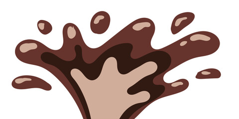 liquid chocolate splashing on white background. wavy choco splash. chocolate milkshake cartoon style.