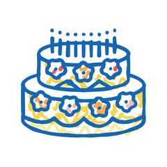 birthday cake food dessert icon doodle illustration