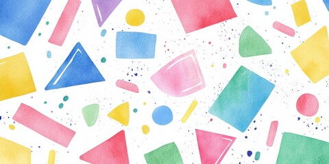 Pastel Geometric Shapes Watercolor Texture Abstract Background