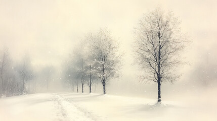 Obraz premium trees in the woods with white snow