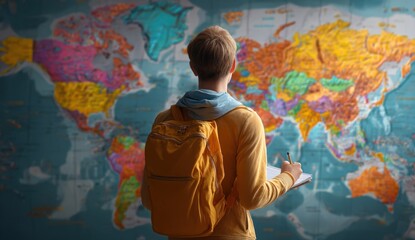 Planning Adventures, Studying a Map for Future Journeys and Destination Ideas, Exploring New Lands