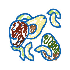 avocado peel cut slice icon doodle illustration