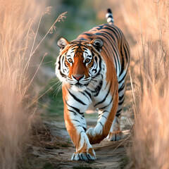 Stunning High-Resolution Tiger Walking in Natural Habitat – Wildlife Photography

