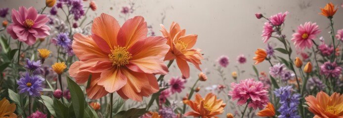 Fototapeta premium Textured paper showcases vibrant spring flower explosion Beauty in bloom , wildflowers, floral, pastel