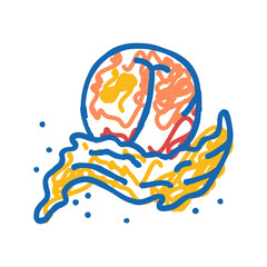 splash peach fruit icon doodle illustration