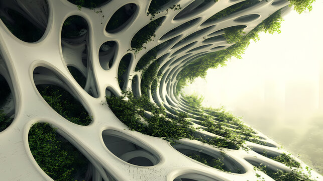 Sustainable home solutions eco-friendly living modern design financial growth home environment innovative concept. [Fractal Eden] | Tiling Vines | structured growth. Illustration