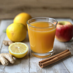 Fototapeta premium apple cider with cinnamon detox drink
